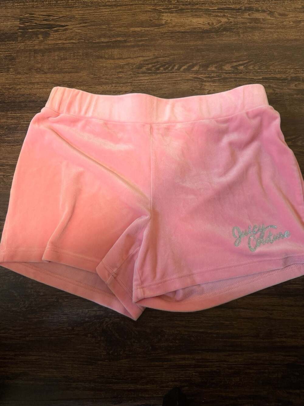 Vintage Juicy Couture Pink Velour Shorts with Glitter Logo